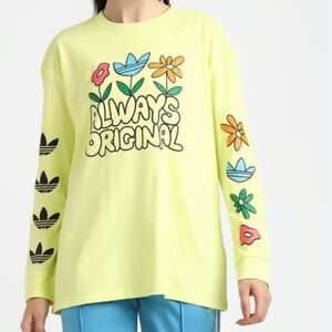 ADIDAS "ALWAYS ORIGINAL" WOMEN'S BRIGHT YELLOW GRAPHIC T-SHIRT